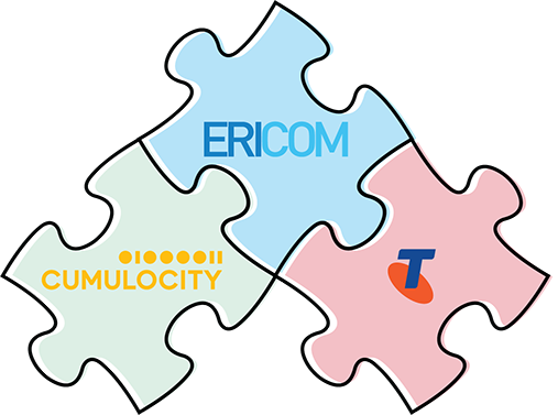 Illustration of a jigsaw puzzle piece labelled 'Partnered and Proven', representing Ericom's strategic collaborations.