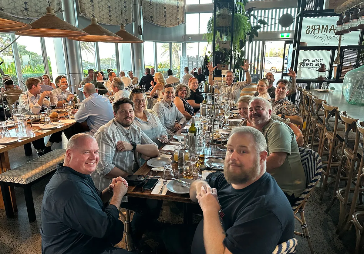 The team at a long lunch